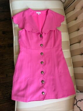TCEC Hot Pink Scalloped-Edge Mini Dress